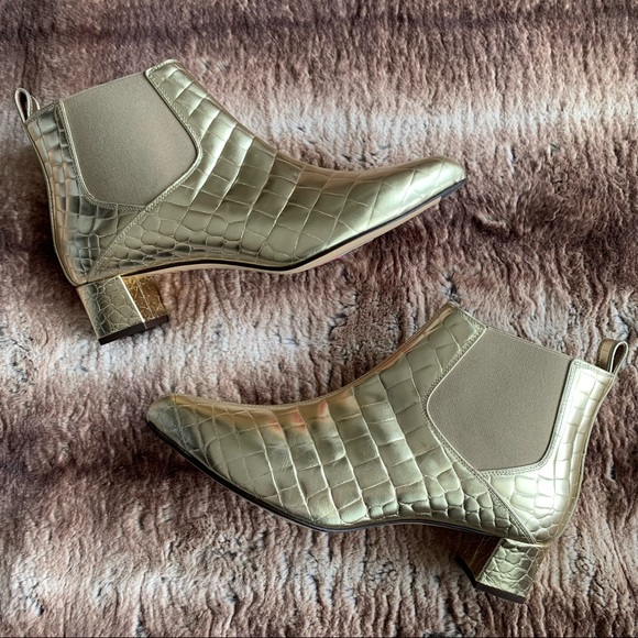 Max Mara Salice Ankle Boots Gold Croc - Picture 4 of 10